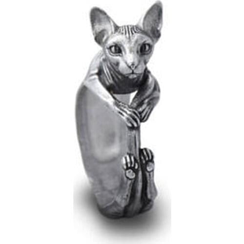 Elfin New Vintage Retro Sphynx Rings Fashion Cute Cat Jewellery Sphynx Ring For Women Men Anillos Mujer Warcraft