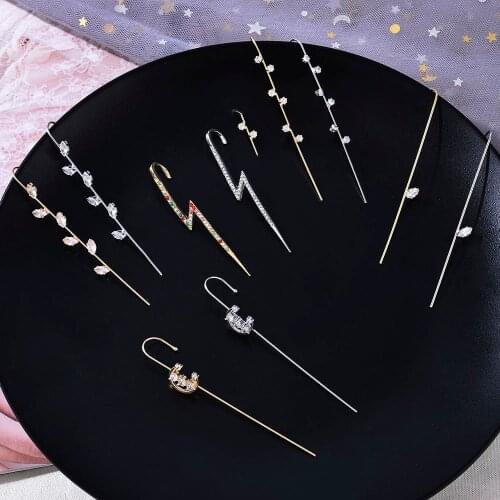 New Fairy Female Zircon Earrings Piercing Ear Needles Stud Earrings Personality Korean Design Surrounding Auricle-style Jewelry