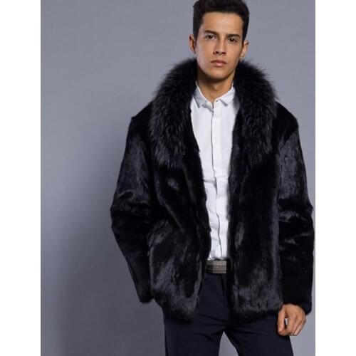 Autumn faux mink leather jacket mens winter thicken warm fur leather coat men slim jackets Wild jaqueta de couro fashion black