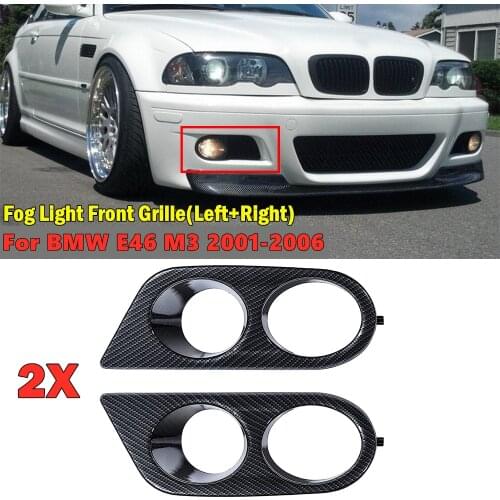 A Pair Fog Light Cover Grille Carbon Fiber Look For BMW E46 M3 2001-2006 Car Accessories