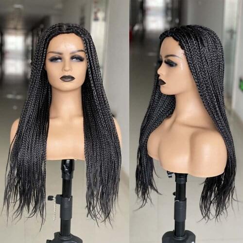 26 inch Long Box Braided Wigs For Women or Men Synthetic Synthetic 3x Twist Fake Scalp Braiding Hair Cosplay Barids Wig