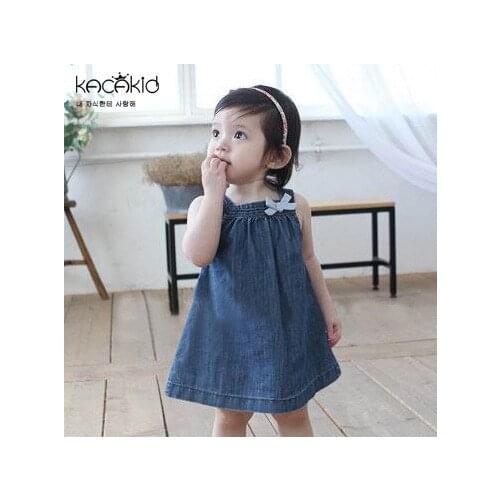 KACAKID Baby Girl Dress Cute Bow Cotton Children Baby Girls Dress A-line Sleeveless Comfortable Baby Girl Dress Summer ka3249