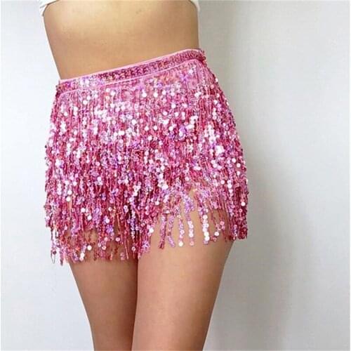 Sexy Women Belly Dance Hip Tutu Skirt Scarf Wrap Belt Glitter Sequins Tassel Hipscarf Skirts Sundress