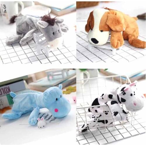 Plush toy 1pc 25cm hippos donkeys cows dog zero case little stationery students pencil bag creative gift