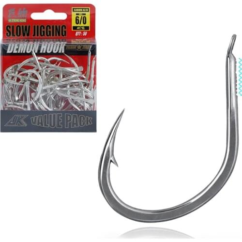 50pc Saltwater Fishing Hook Set 5/0 6/0 3X Slow Jig Hooks Of Fisherman High Carbon Steel Fishhook Slow Pitching Demon