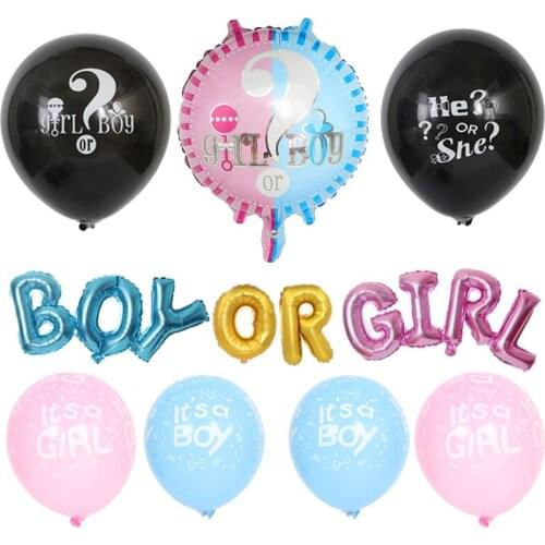 Baby gender reveal party decoration balloon baby baptism aluminum foil balloon 36 inch black boy or girl latex balloon