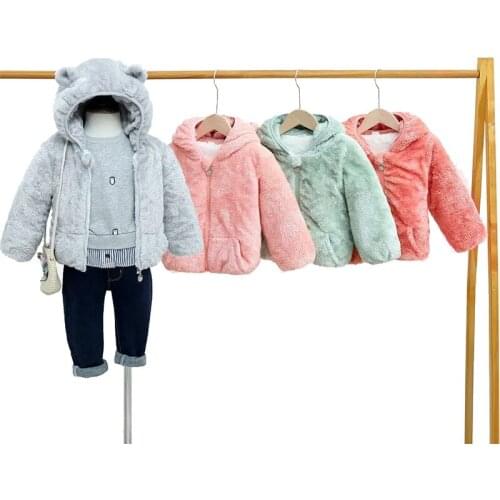 Baby Girl and boy Wool Sweater Coat Childrens Keep Warm Jacket Bear ears Hooded Clothing Solid Color Outwear Tops Kids 0-6 Years