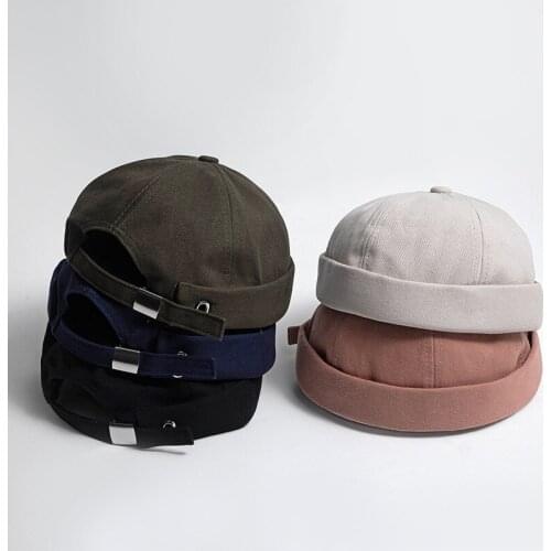 2021 Vintage Cap Brimless Hat Men Hip Hop Hat Boys Beanie Hats Cotton Retro Adjustable Literary Landlord Sailor Cap Women