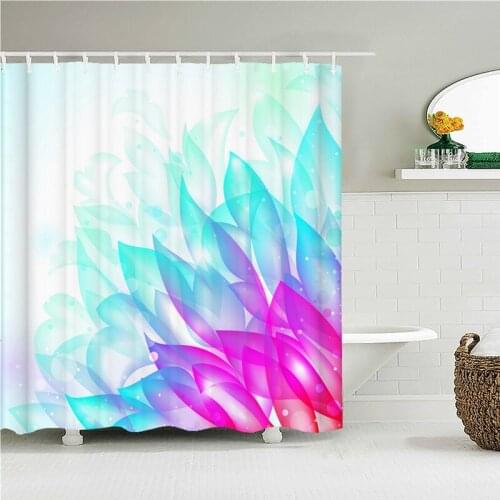 Colorful Petals Beautiful Floral Geometric Pattern Shower Curtains Waterproof Polyester Fabric Bathroom Curtains For Home Decor