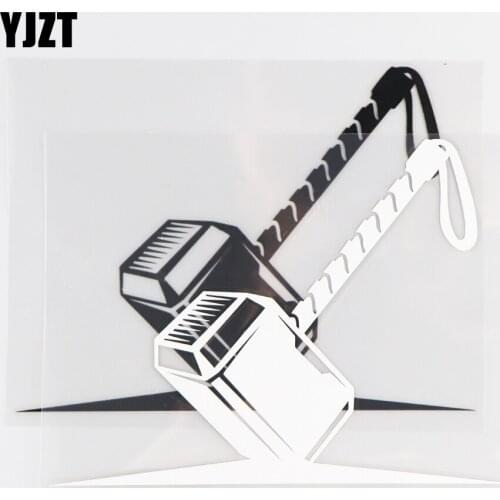 YJZT 12.1CM×15.1CM Battle Warrior Weapon Hammer Creative Vinyl Body Decoration Decal Personalized Car Sticker 1C-0153