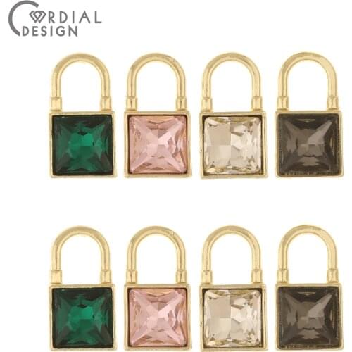 Cordial Design 100Pcs 10*18MM Jewelry Accessories/Multicolor/Lock Shape/Hand Made/Rhinestone Pendants/Jewelry Finding Components