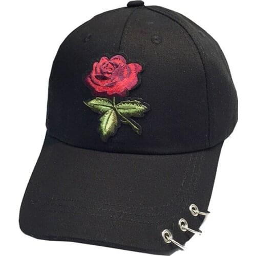Women Rose Rings Baseball Cap Fashion Casual Vintage Flower Embroidery Hat Female Summer Outdoor Solid Color Sunshade Cap CP0139