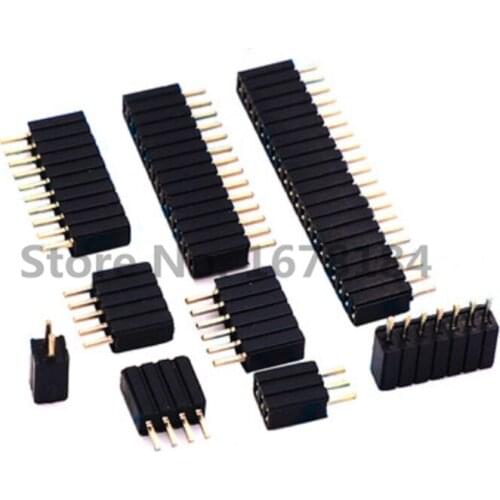 10PCS 1.27mm 1.27 Pin Header Single Row Female Breakaway PCB Board Connector Pinheader 1*3/4/5/6/8/10-40P Plastic Height 4.6mm