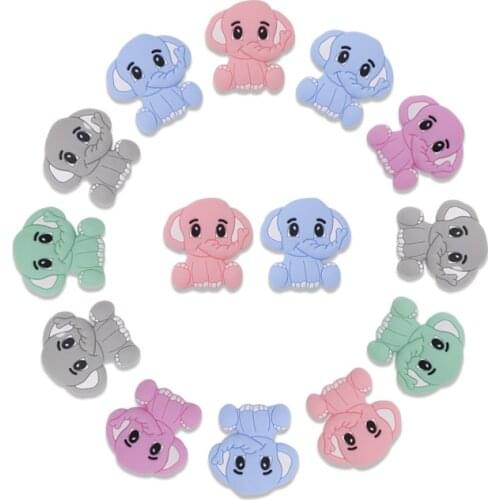 Kovict 10pcs mini silicone Elephant beads BPA Free Food Grade Baby Teething DIY Pacifier Chain rodent Pentagram bead