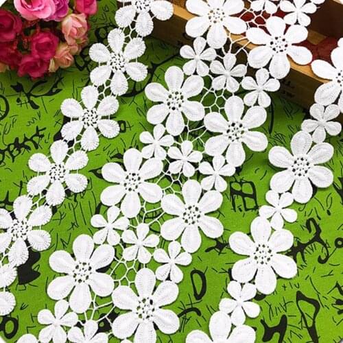 2 yard/lot Multi Style White Flower Embroidery Lace Ribbon Fabric For Sew DIY Handmade Materials Accessories