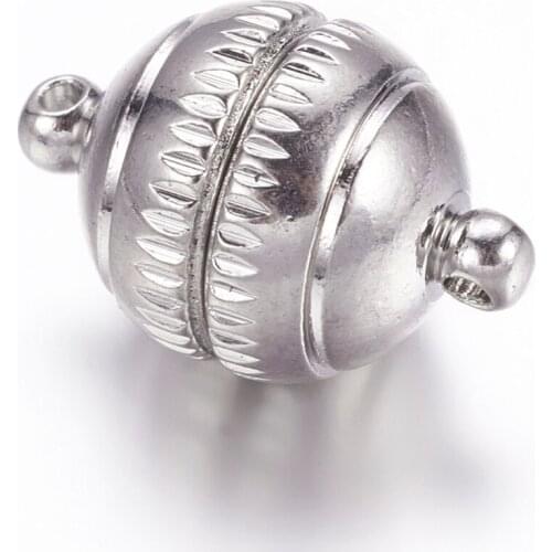 Round brass magnetic clasps, Metal, 18x12mm, hole: 2mm