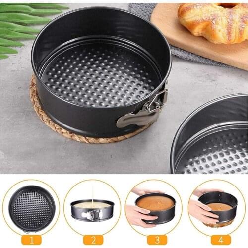 4Pcs/Set Cake Pan for Baking Removable Bottom Non-Stick Springform Cheesecake Pan Leakproof Round Cake Mold Cake Pan Set