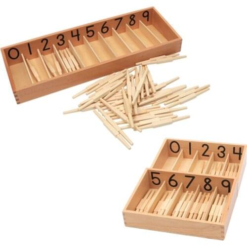 Baby Toys Wooden Counter Montessori Spindle Box W/ 45 Spindles Numbers Learning Tools Kids Early Educational Math Toys