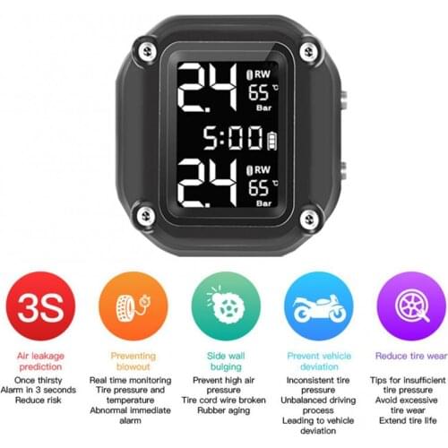 50% Hot Sales Auto Alarm LCD Digital Screen Motor Tire Pressure External Inner Monitor Sensor