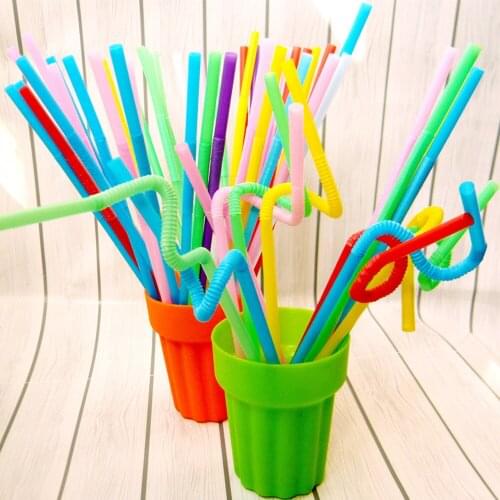 50Pcs Multi-Shaped Disposable Drinking Straws Wedding Birthday Party Supplies Flexible Bendable Straws Bar Accessories