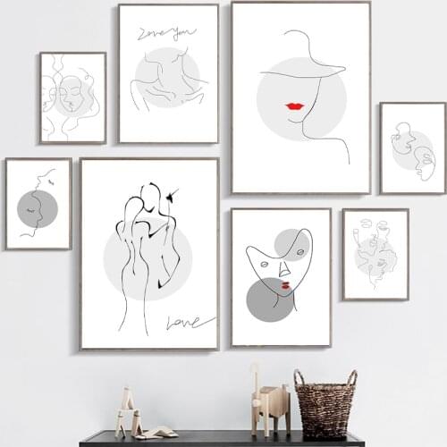 Abstract Black White Romantic Kiss Canvas Painting Quotes Wall Art Poster Print Fashion Picture Couples Lovers Room Home Decor