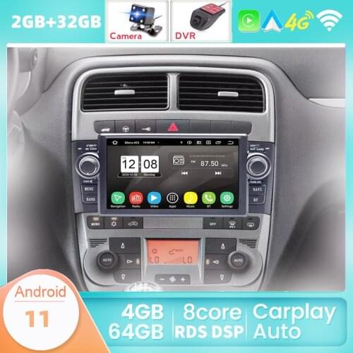 Autoradio 2 Din Android 11 Car Stereo Multimedia Player For Fiat Grande Punto Linea 2007-2012 GPS Navigation Radio 8 Core Wifi