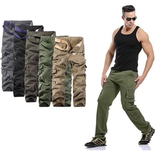 Camouflage Mens Cargo Pants Multi-Pocket 2020 Spring Fashion Military Tactical Pants Mens Leisure Cotton Straight Male Trousers