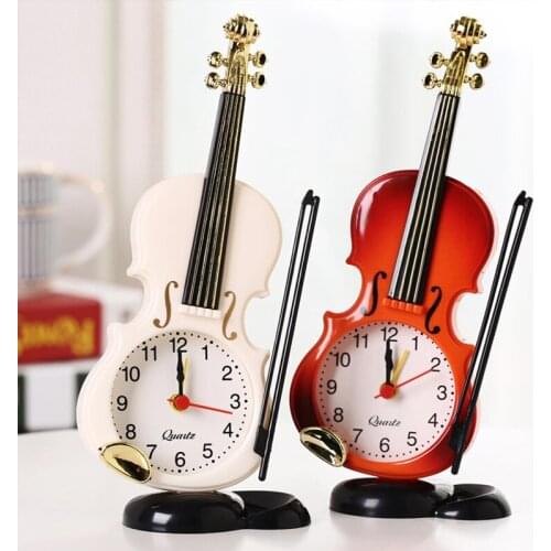 European Style Violin Clock Students Alarm Clock Creative Alarm Clock Childrens Cartoon Bedside Retro Decoration despertador