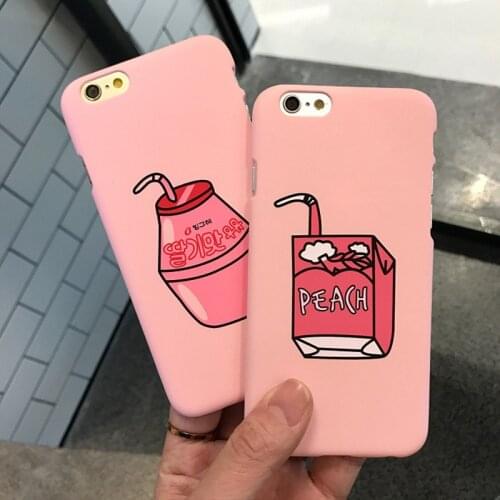 Phone Case for iphone 7 7Plus Pink Drink Cute Back Cover Lovely Cases for iphone 6 6s 7 8 Plus Hard PC Covers Coque Girls Gift