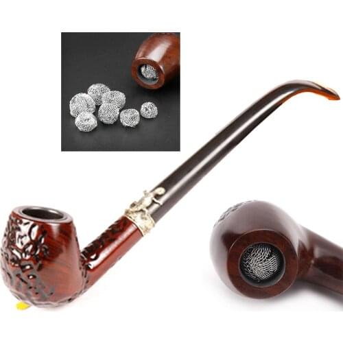 1Pcs Smoking Wood Pipe With 10 Pcs Screen Filters Tobacco Herb Smoke Pipa Gadget Cigarette Accessories For Men Wooden Pipes