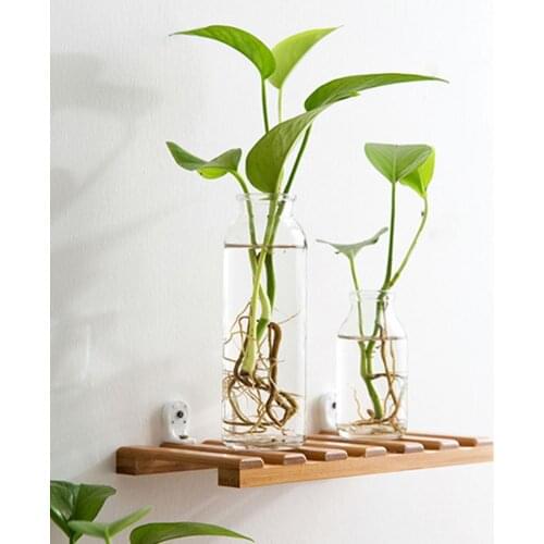 1 Set Wooden Decorative Shelves Wall Mounted Storage Shelf DIY Hanging Display Decor Pot Rack Bedroom Wall Partition for Balcony