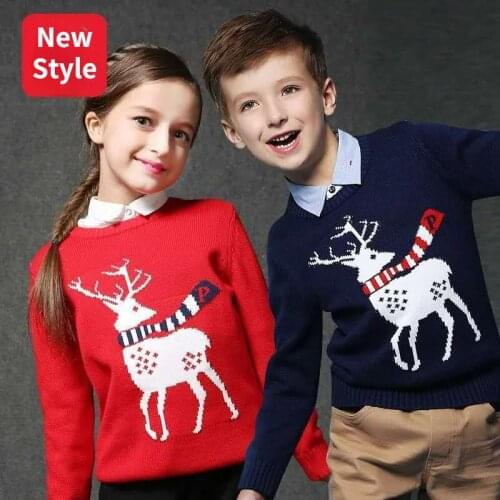 Childrens Sweater New Autumn and Winter Christmas Fashion Deer Boys and Girls Bottoming Warm Sweater Kids Clothing Knitwear