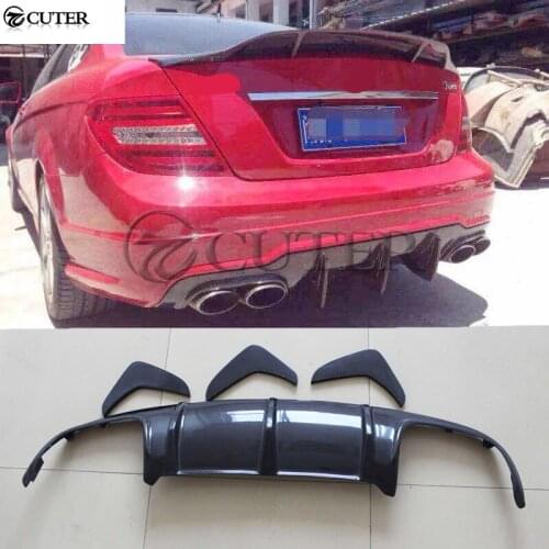 W204 Real C63 AMG Carbon Fiber rear lip Back Bumper Spoiler Diffuser for Mercedes benz W204 C63 08-12