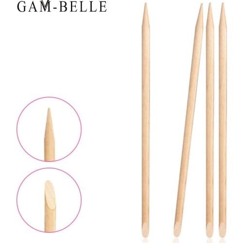 GAM-BELLE 100 Pcs/set 50 Pcs/set Double End Nail Art Wood Stick Cuticle Pusher Remover Pedicure Manicure Pedicure Care Tools