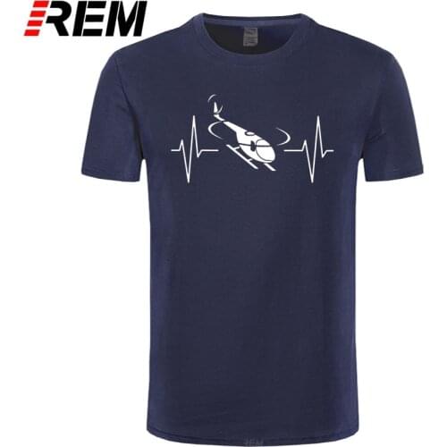 New Heartbeat Helicopter T Shirt Summer New Men Short Sleeve O Neck T-shirt Cotton Pilot Man Clothing Shirts