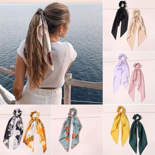 New Multicolor Silk Tie-dye Long Ribbon Hair Ring Highlights Your Temperament Girls Kids Princess Headwear Hair Clips Jewelry