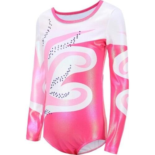 Children Girls Long Sleeve Ballet Practice Dance Wear One Piece Gymnastics Brighted Color Body Suits