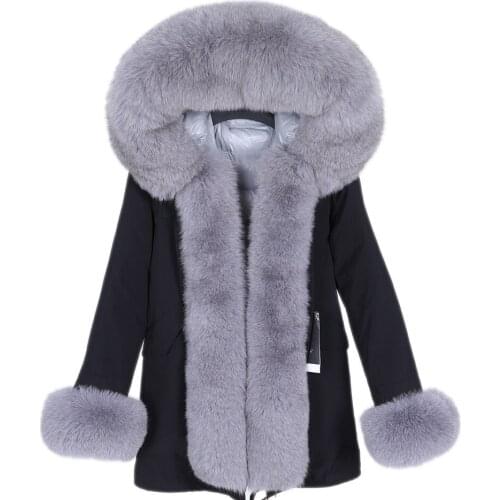 2020 Winter Jacket Womens Jacket Thick Pike Coat Natural Real Fox Fur Collar Jacket Removable Warm Cotton Down lining