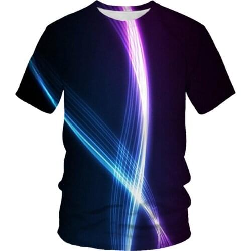 Summer 2021 colorful O-neck short-sleeved 3D hot-selling T-shirt mens fashion casual handsome T-shirt breathable large size