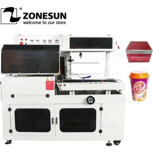 ZONESUN ZS450 L-Type Sealing Cutting Machine Automatic Shrink Film Wrapping Cosmetics Book Food Drink Software Packaging Machine