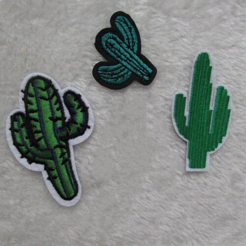 Cute cartoon cactus For Clothing Iron On Embroidered Appliques DIY Apparel Accessories Patch For Clothing Fabric Badges