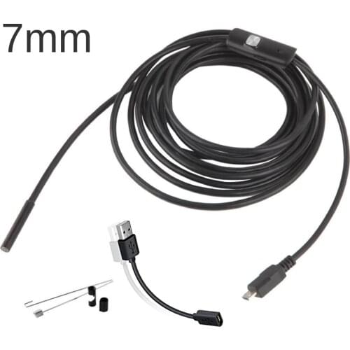 7mm USB Mini Endoscope Camera 2m 1m 1.5m Flexible Hard Cable Snake Borescope Inspection Camera for Android Smartphone PC