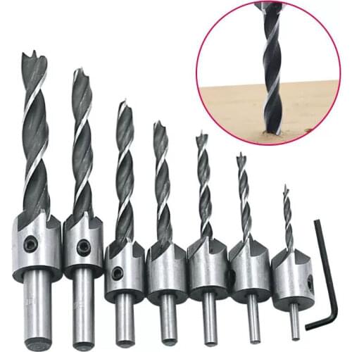 8pcs HSS 8 Flute Countersink Drill Bit Set Reamer For Woodworking Chamfer 3-10mm