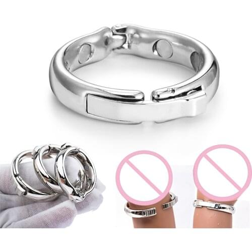 New Magnet Cock Ring Steel Foreskin Correction Penis Ring Adjustable Glans Physiotherapy Metal Ring On Dick Male Circumcision