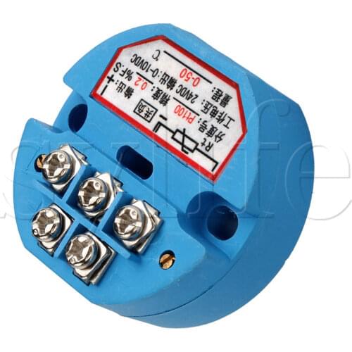 PT100 Plastic Blue Temperature Sensor Transmitter 0~50 Output 0~10V DC 24V