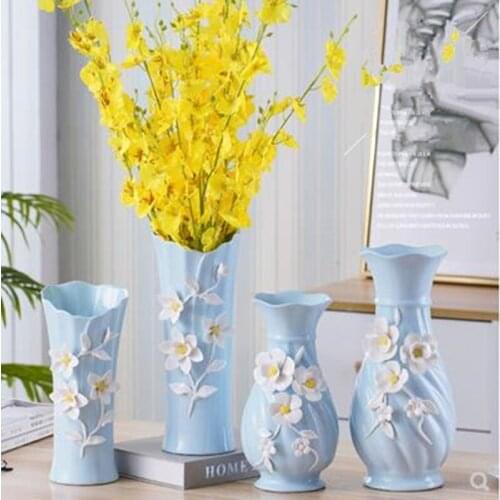 American style blue ceramic vase, home office restaurant bar table decorations, beautiful Christmas wedding decoration gifts