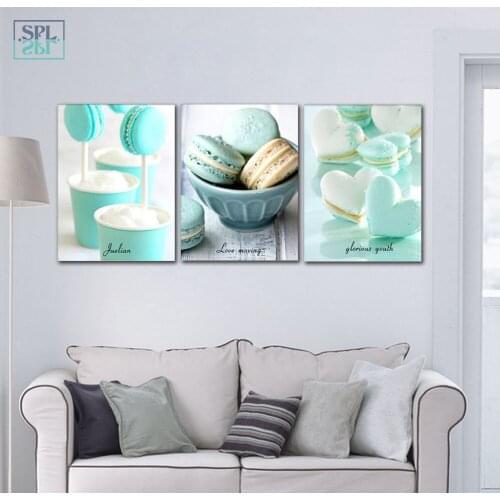 SPLSPL Frameless Nordic Style Canvas Art Print Painting Macarons Dessert Gourmet Home Decor Cafe Restaurant Wall Picture