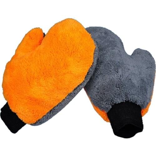 Super thick microfiber hand glove mitt for car cleaning washing best auto polishing wash mitt
