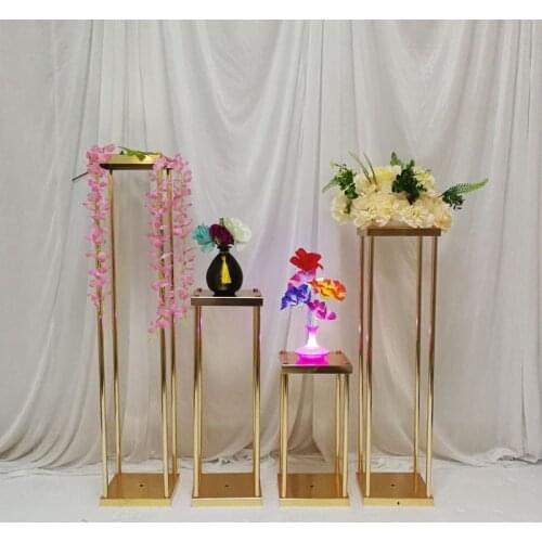 Wedding props square electroplating golden geometric road lead flower stand stage shelf interior decoration