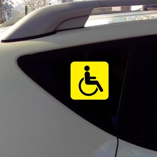 2pcs 10cmx10cm Car Side Window Stickers Reflective Decals Decorate Accessories Warning Signs for the Disabled Cover Scratches